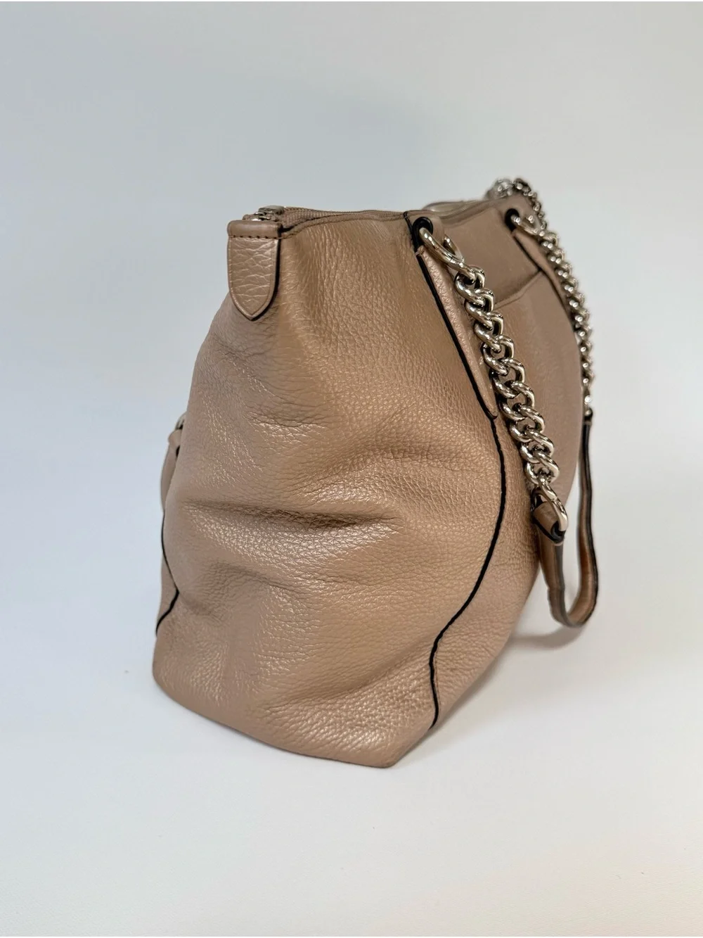 Coach Pebbled Leather Shoulder Tote in iridescent Taupe
